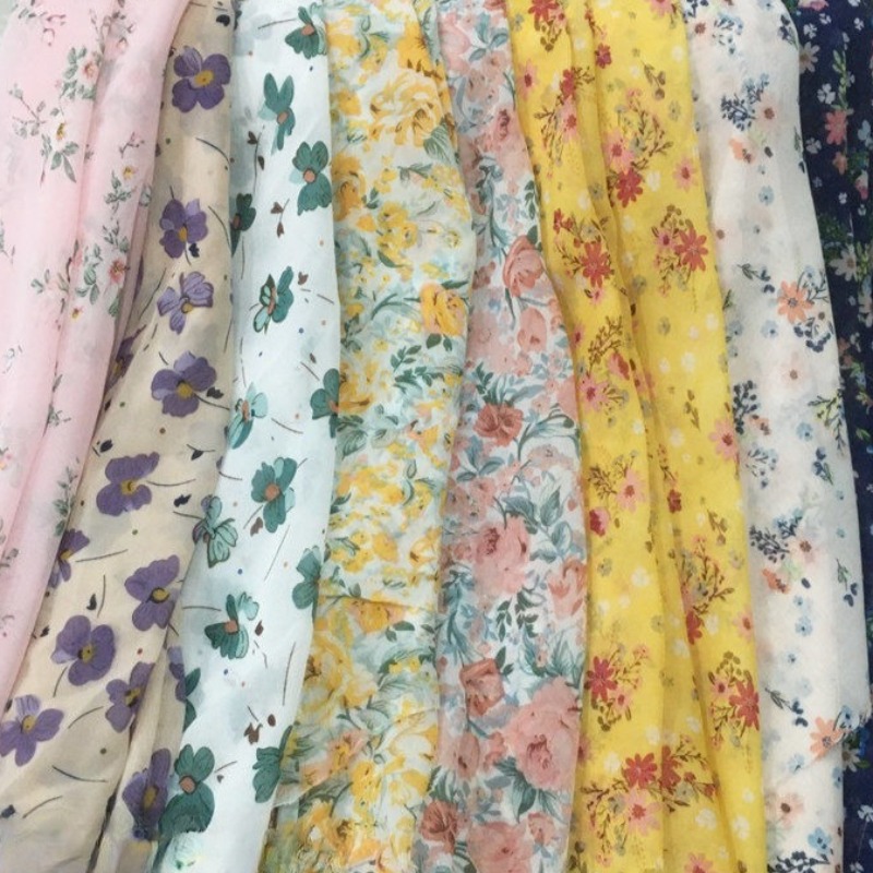 Summer Clothing Material - Tecido de chiffon com estampa floral