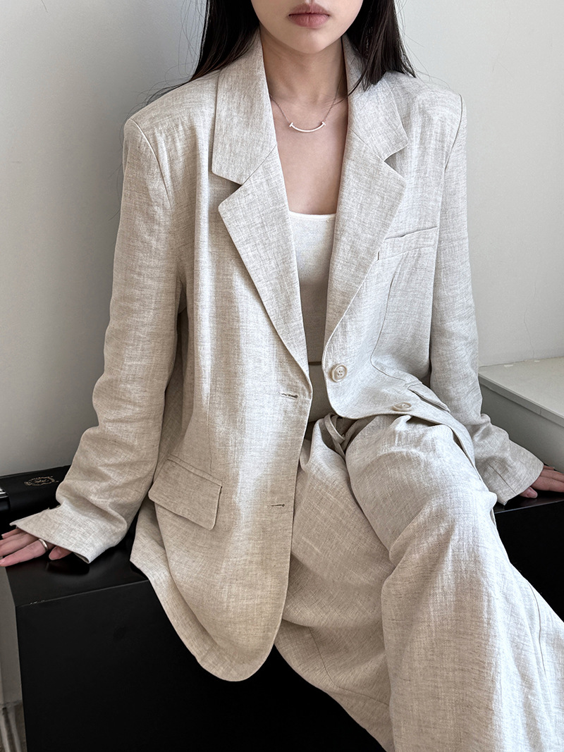 Summer Clothing Material - Outono high-end material de linho blazer