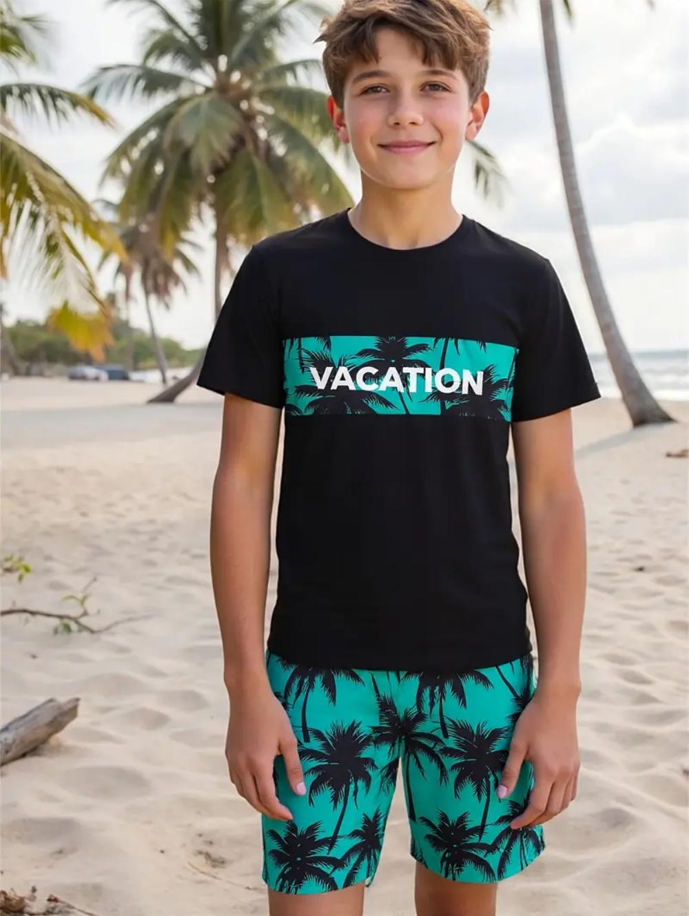 Summer Clothing List - Conjuntos infantis havaianos coqueiro estampa 3d