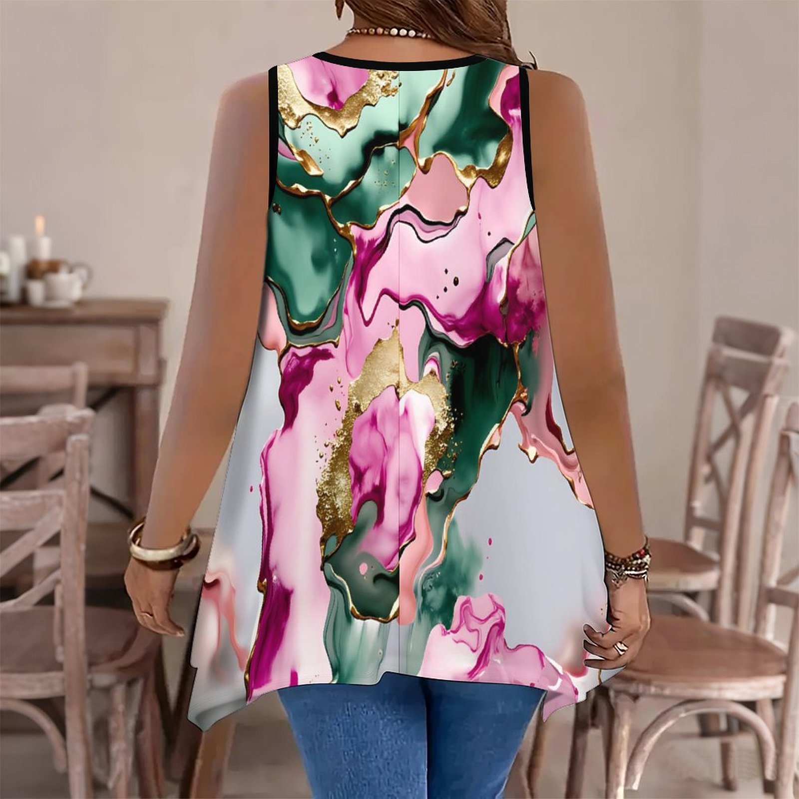 Top Elegante Retro Sem Mangas  - Summer Clothing In Winter avaliação e preço